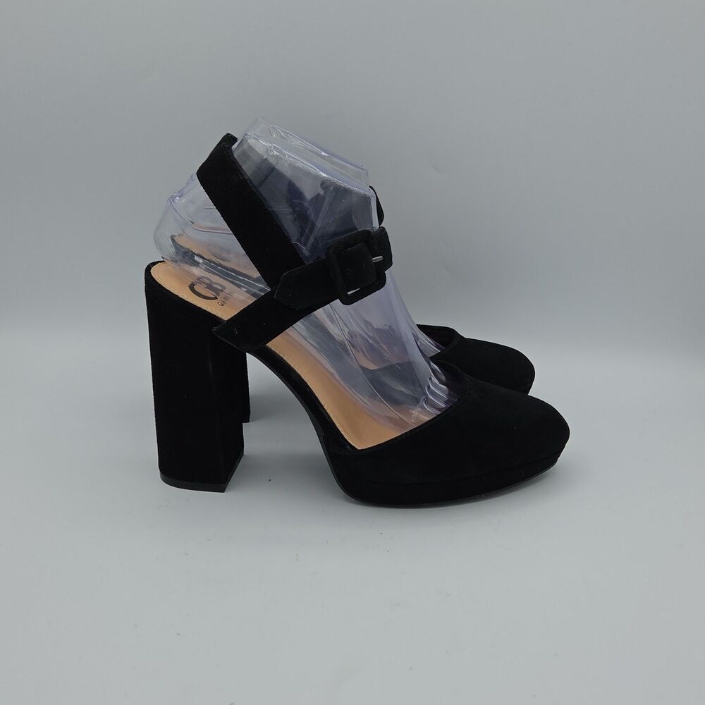 Gianni Bini Lookin-Sharp Black Faux Suede Chunky Block Heel Platform Shoes Sz 9 - Picture 5 of 8